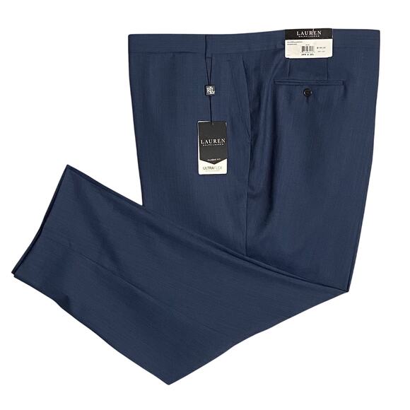 Lauren Ralph Lauren Men's 56x30 Ultraflex Dress Pant Blue Flat Front Stretch NEW